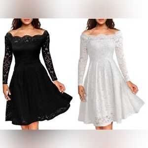 Off Shoulder Lace Floral Boat Neck
Dress